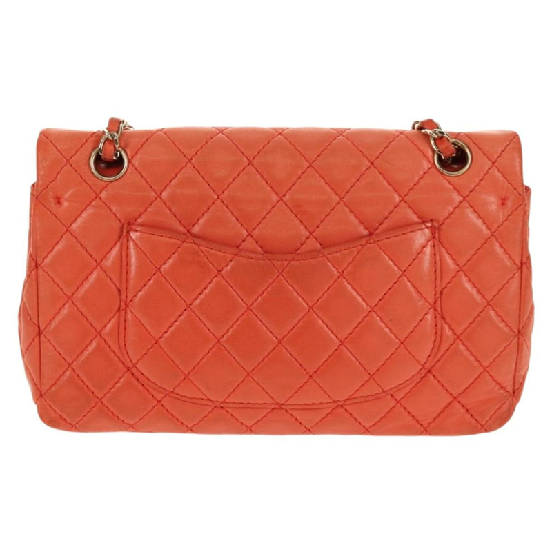 【日本直送】香奈兒 (CHANEL) 絎縫鏈條單肩包 羊皮 橙色 金色 CC 標誌 Auth 130487A-2