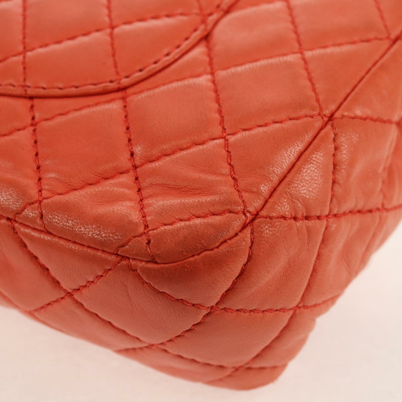 【日本直送】香奈兒 (CHANEL) 絎縫鏈條單肩包 羊皮 橙色 金色 CC 標誌 Auth 130487A-13