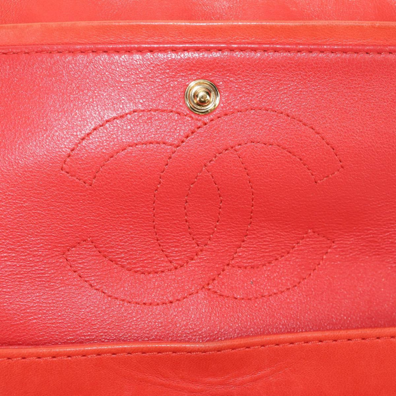 【日本直送】香奈兒 (CHANEL) 絎縫鏈條單肩包 羊皮 橙色 金色 CC 標誌 Auth 130487A-20