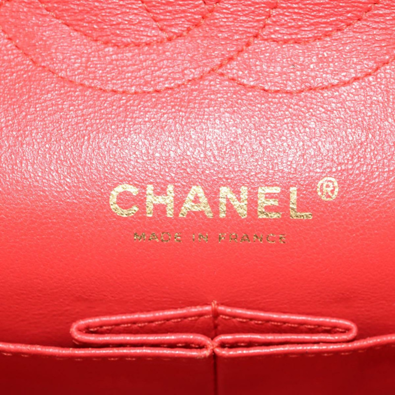 【日本直送】香奈兒 (CHANEL) 絎縫鏈條單肩包 羊皮 橙色 金色 CC 標誌 Auth 130487A-21