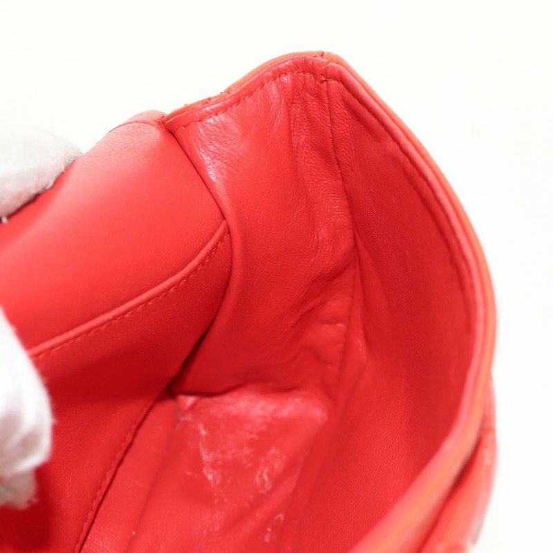 【日本直送】香奈兒 (CHANEL) 絎縫鏈條單肩包 羊皮 橙色 金色 CC 標誌 Auth 130487A-23