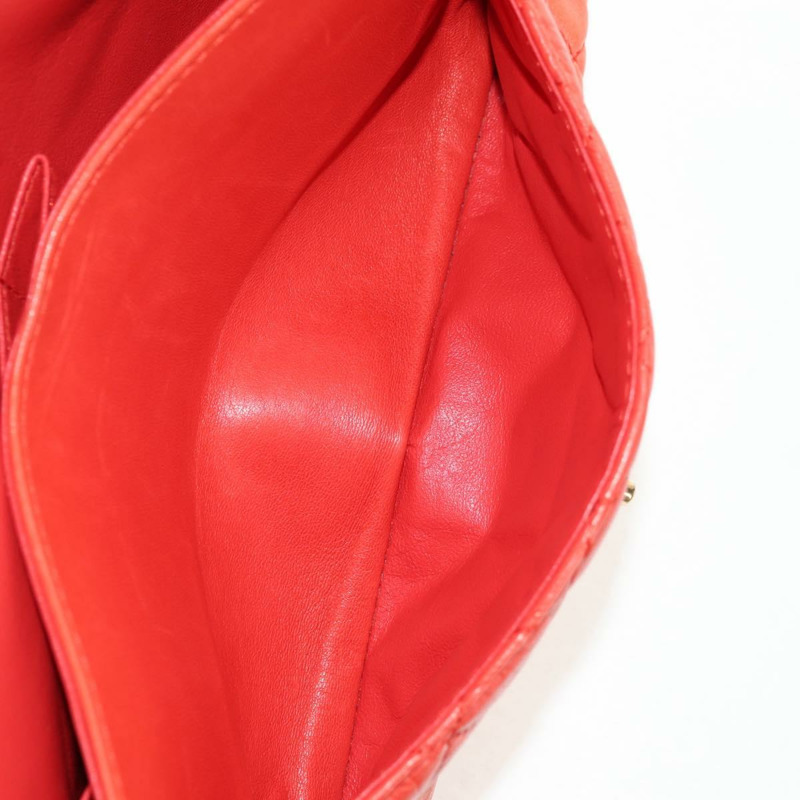 【日本直送】香奈兒 (CHANEL) 絎縫鏈條單肩包 羊皮 橙色 金色 CC 標誌 Auth 130487A-26