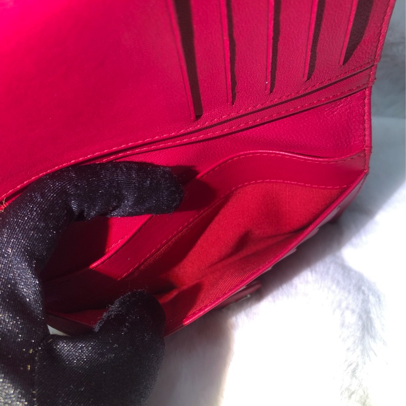 CHANEL 紅色菱格紋羊皮中夾XB010-27