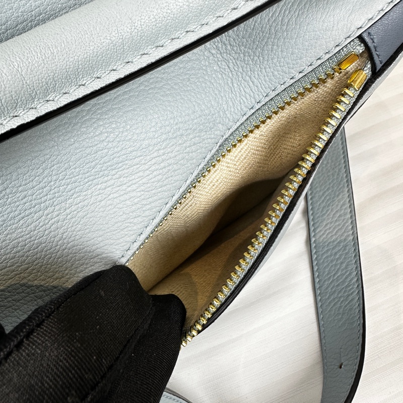 99新 羅意威/Loewe Puzzle Bag 小號藍色拼色幾何包手提斜背包 小牛皮24x16.5x10.5cm-12