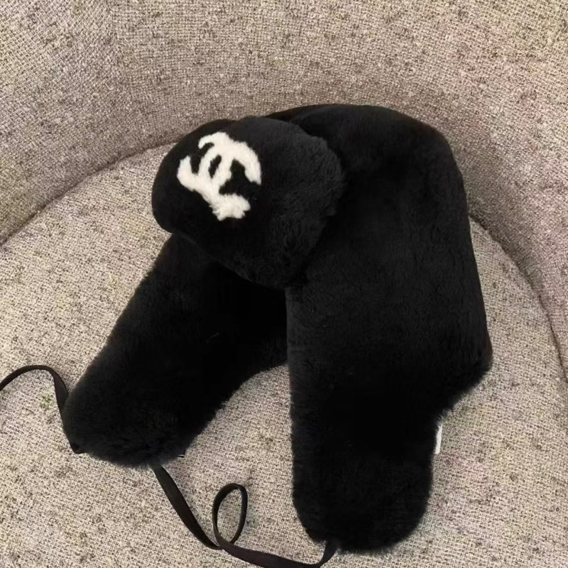 Chanel香奈兒25N滑雪系列雷鋒帽黑色M-4