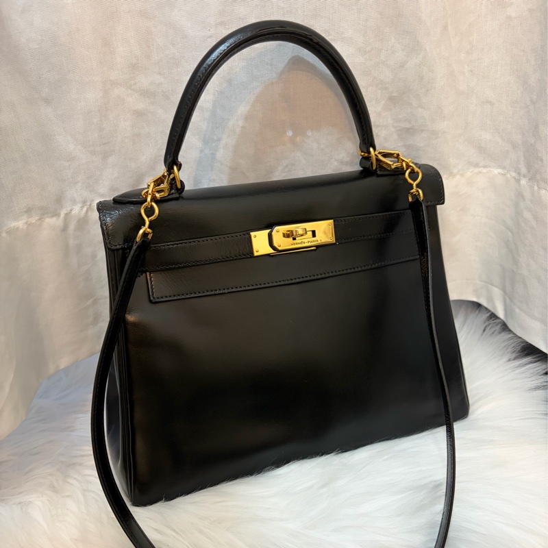 Hermes 愛馬仕 Kelly 28 黑金凱莉 中古Vintage Box-6