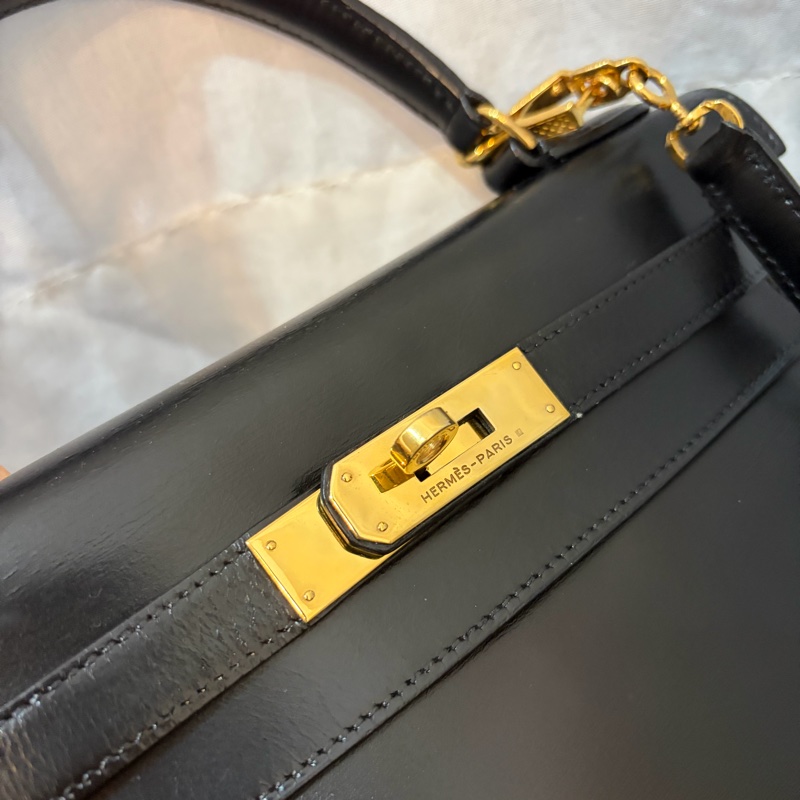 Hermes 愛馬仕 Kelly 28 黑金凱莉 中古Vintage Box-7