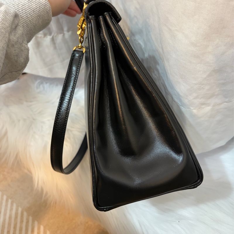Hermes 愛馬仕 Kelly 28 黑金凱莉 中古Vintage Box-10