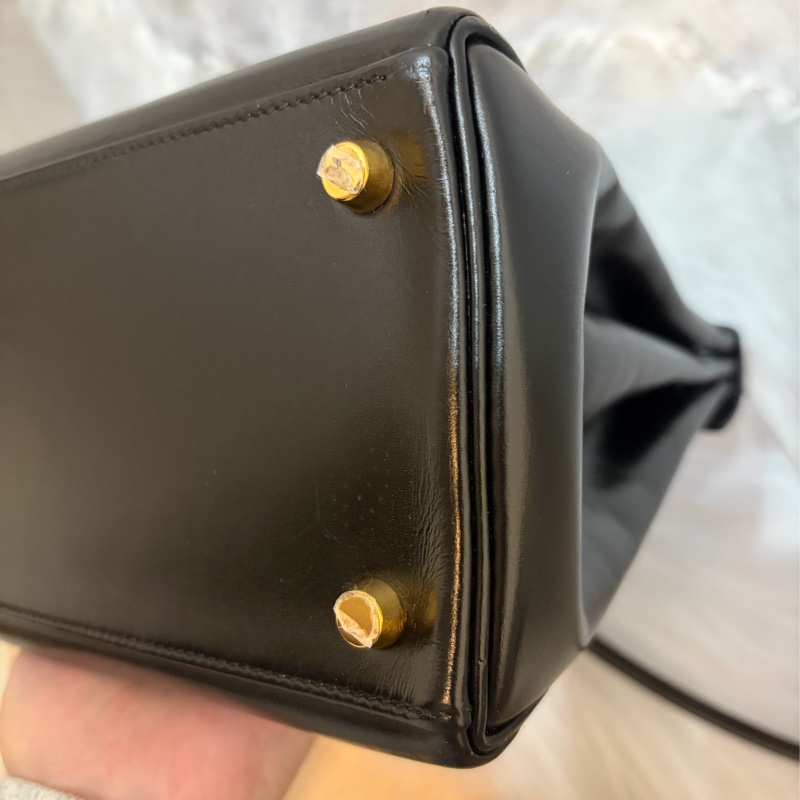 Hermes 愛馬仕 Kelly 28 黑金凱莉 中古Vintage Box-13