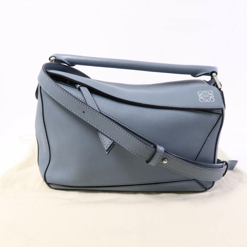 LOEWE 牛皮皮革Puzzzle Small銀扣手挽肩背兩用袋-8