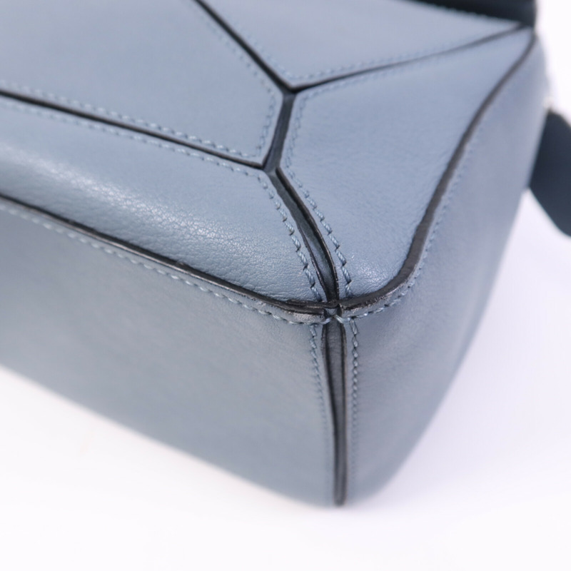 LOEWE 牛皮皮革Puzzzle Small銀扣手挽肩背兩用袋-9