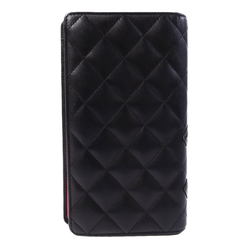 CHANEL 羊皮皮革Cambon Wallet銀扣長錢包-1
