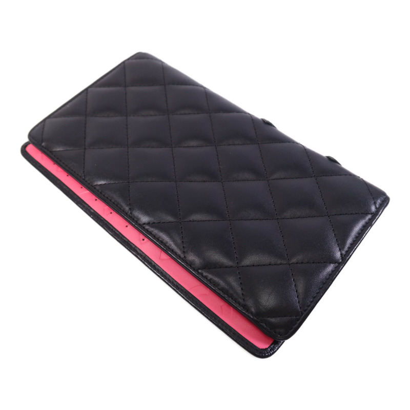 CHANEL 羊皮皮革Cambon Wallet銀扣長錢包-3