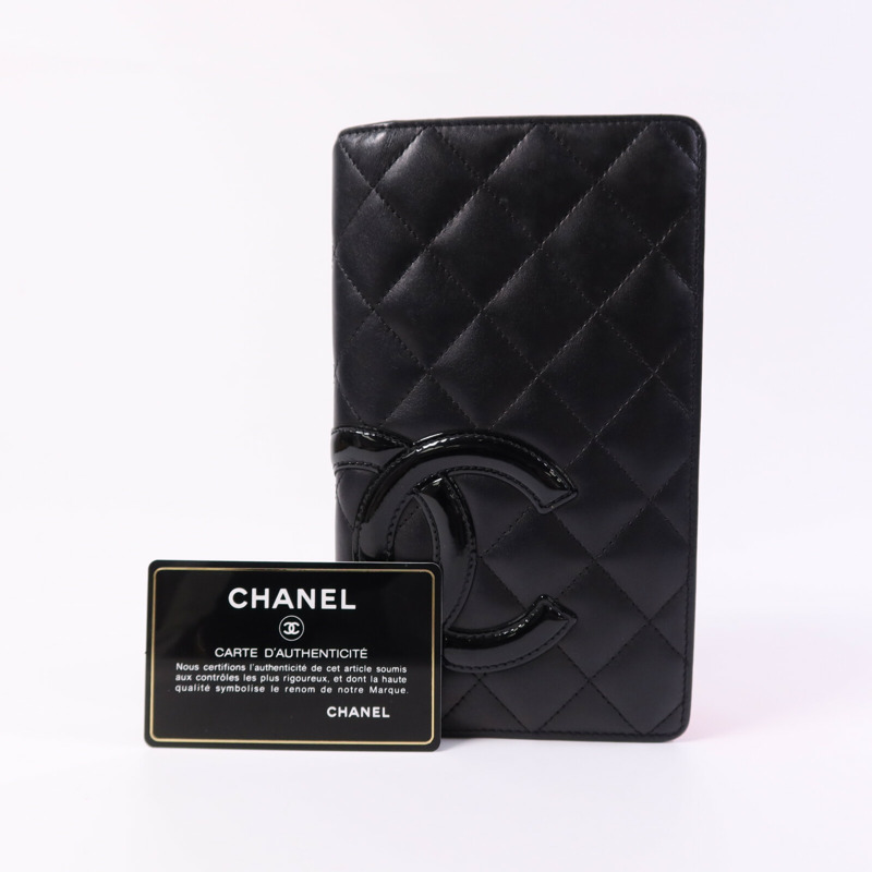 CHANEL 羊皮皮革Cambon Wallet銀扣長錢包-8