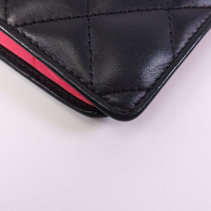 CHANEL 羊皮皮革Cambon Wallet銀扣長錢包-9