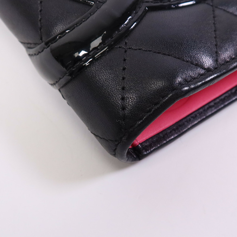 CHANEL 羊皮皮革Cambon Wallet銀扣長錢包-10