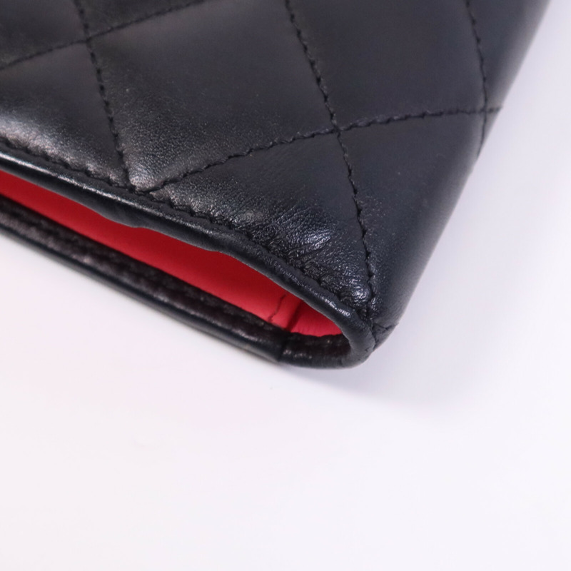 CHANEL 羊皮皮革Cambon Wallet銀扣長錢包-12