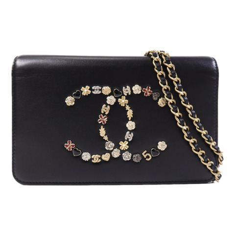 CHANEL 牛皮皮革WOC Wallet On Chain金扣鏈帶肩背袋