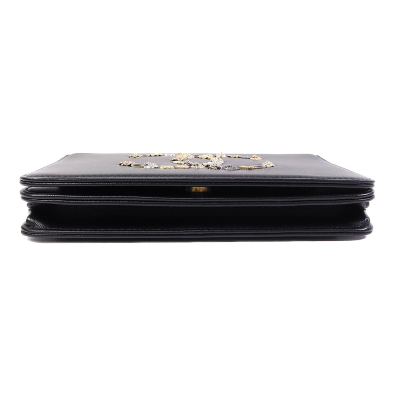 CHANEL 牛皮皮革WOC Wallet On Chain金扣鏈帶肩背袋-3