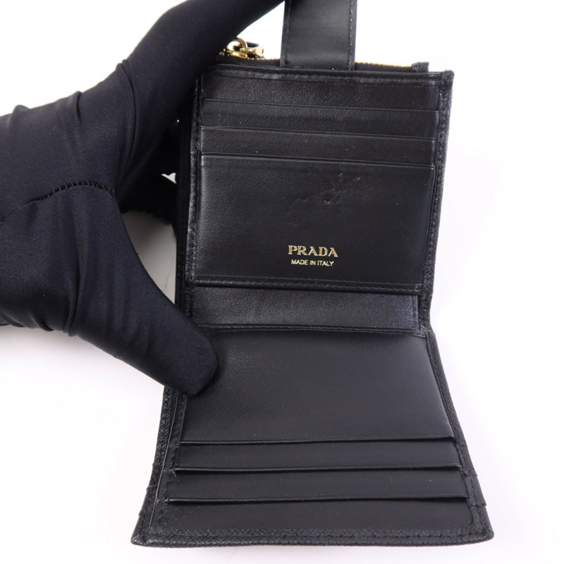 PRADA 牛皮皮革Saffiano Wallet金扣錢包-4