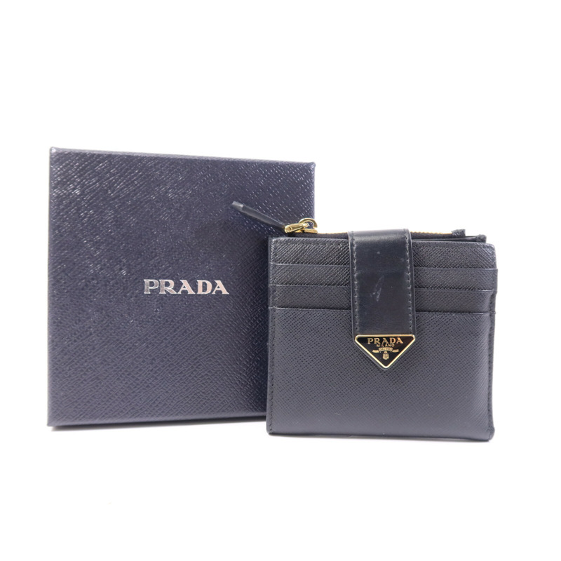 PRADA 牛皮皮革Saffiano Wallet金扣錢包-8