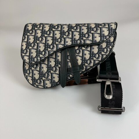 DIOR  藍灰老花SADDLE馬鞍包MINI