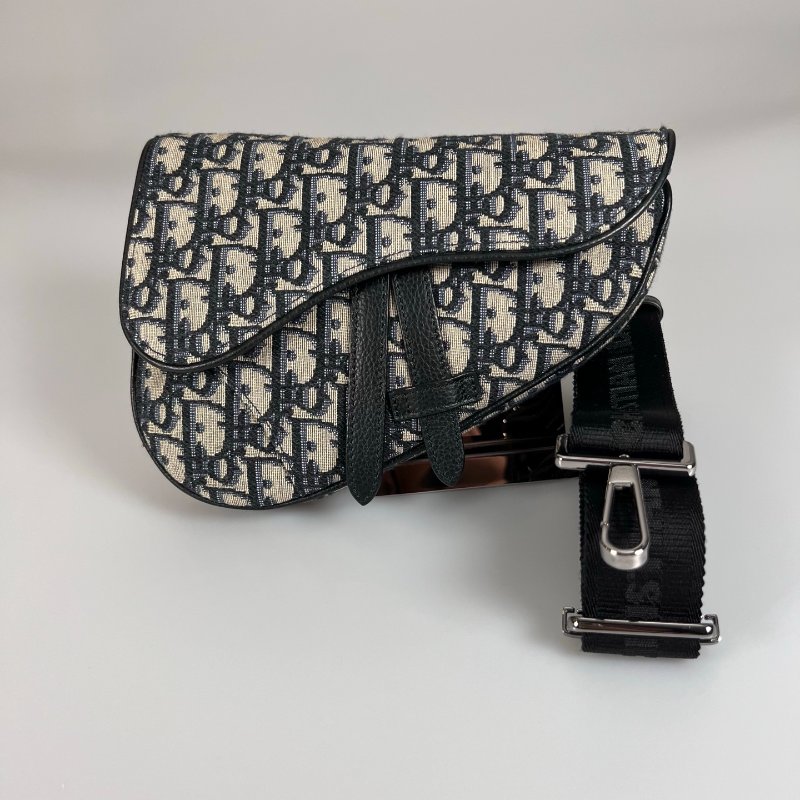 DIOR 藍灰老花SADDLE馬鞍包MINI-0