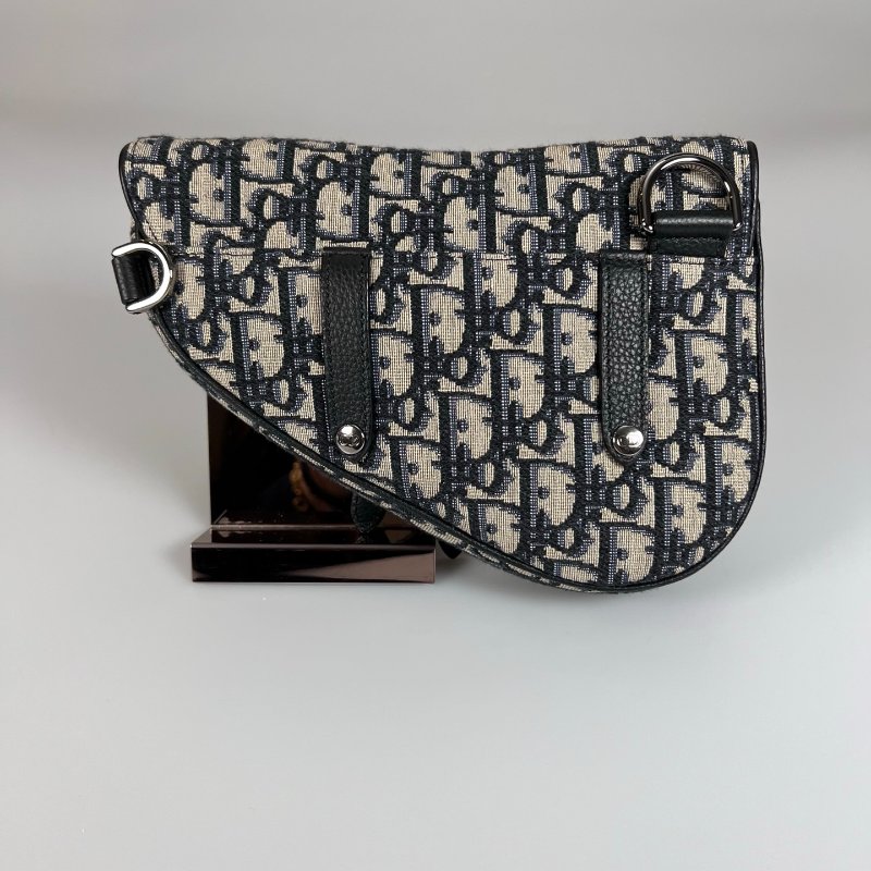 DIOR 藍灰老花SADDLE馬鞍包MINI-1