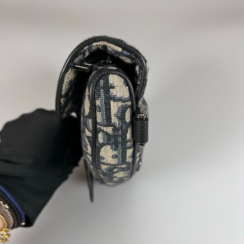 DIOR 藍灰老花SADDLE馬鞍包MINI-2