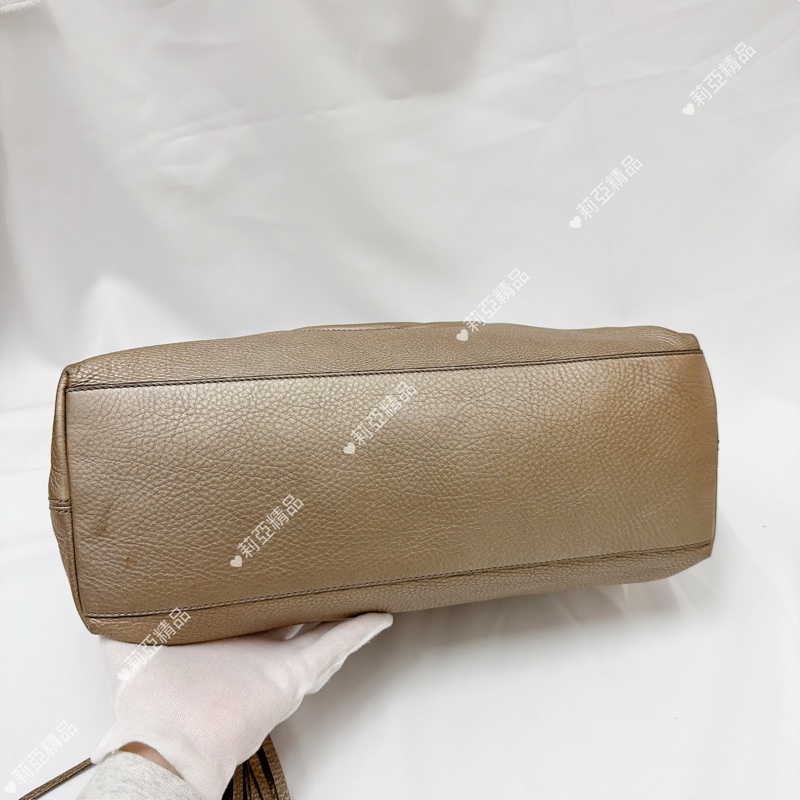 莉亞精品♡ Gucci 香檳金 soho托特包 二手美包-7