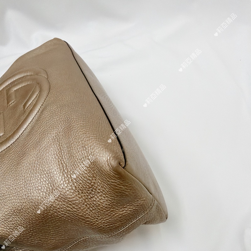 莉亞精品♡ Gucci 香檳金 soho托特包 二手美包-11
