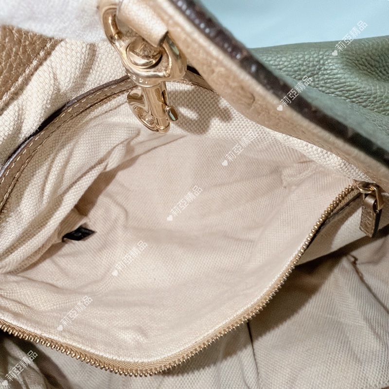 莉亞精品♡ Gucci 香檳金 soho托特包 二手美包-16
