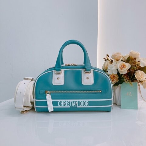 MS0454 Christian Dior 迪奧 保齡球 小號 Vibe Boston Bag Small Calfskin Aqua