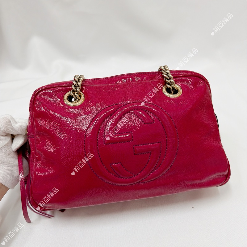 莉亞精品♡ Gucci 深桃紅 流蘇soho包 二手美包-2