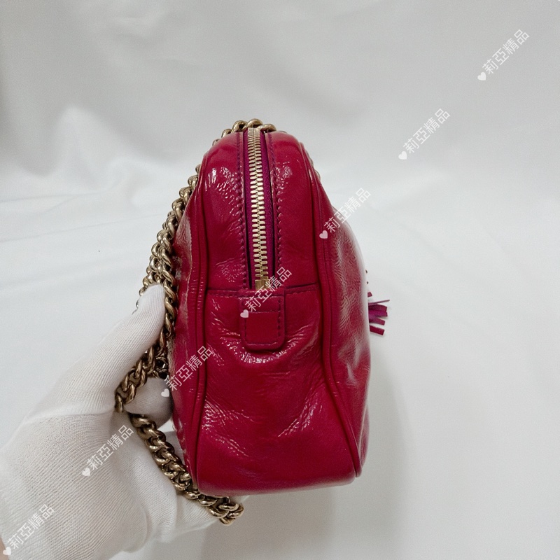 莉亞精品♡ Gucci 深桃紅 流蘇soho包 二手美包-4