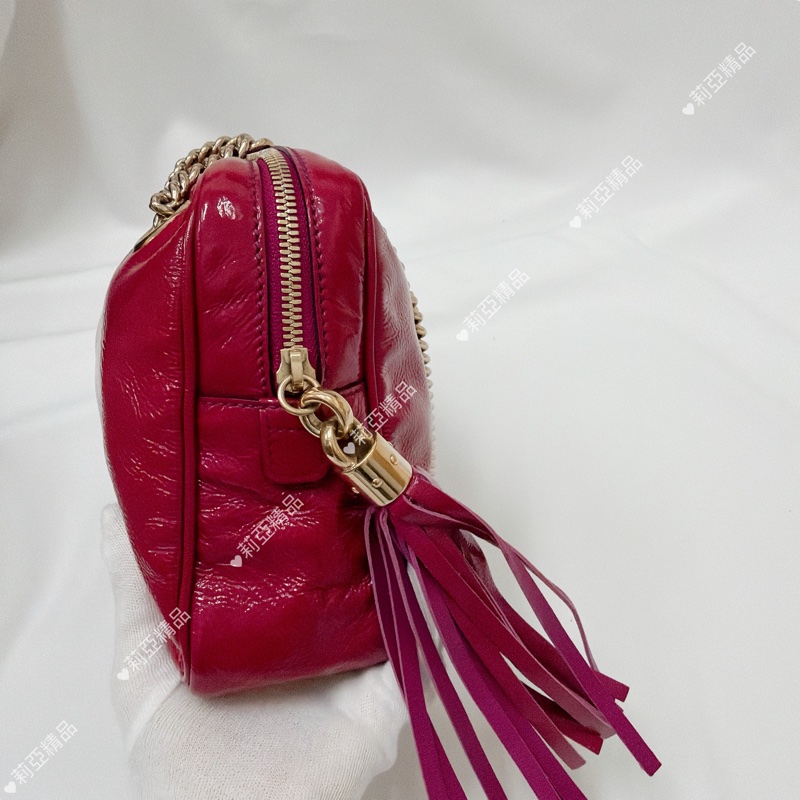 莉亞精品♡ Gucci 深桃紅 流蘇soho包 二手美包-5