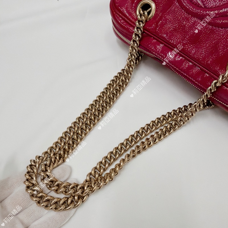 莉亞精品♡ Gucci 深桃紅 流蘇soho包 二手美包-11