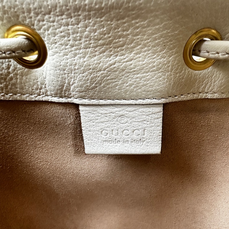 古馳/Gucci Ophidia GG Mini Bucket 金扣塗層帆布米色斜背袋水桶包16x11x19cm-6