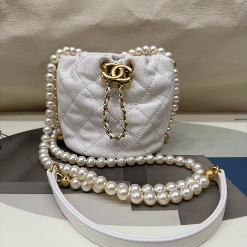 Chanel 香奈儿白色珍珠mini水桶 链条包 31开-0