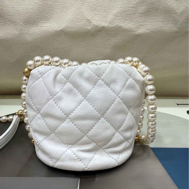 Chanel 香奈儿白色珍珠mini水桶 链条包 31开-1