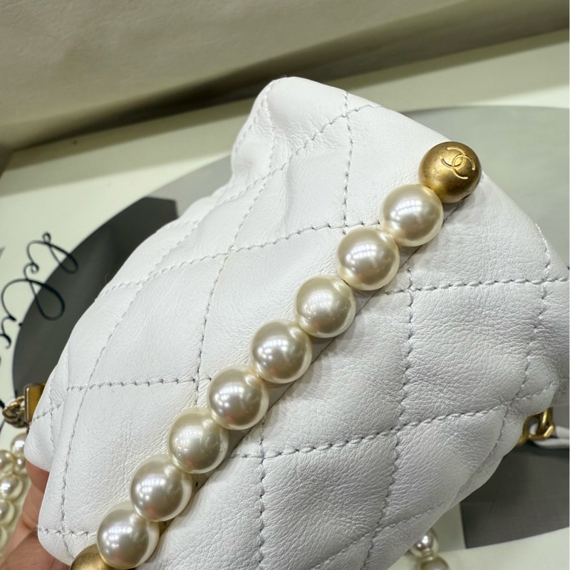 Chanel 香奈儿白色珍珠mini水桶 链条包 31开-2