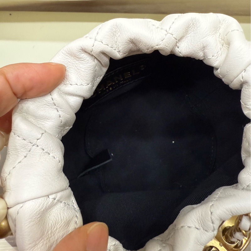 Chanel 香奈儿白色珍珠mini水桶 链条包 31开-8