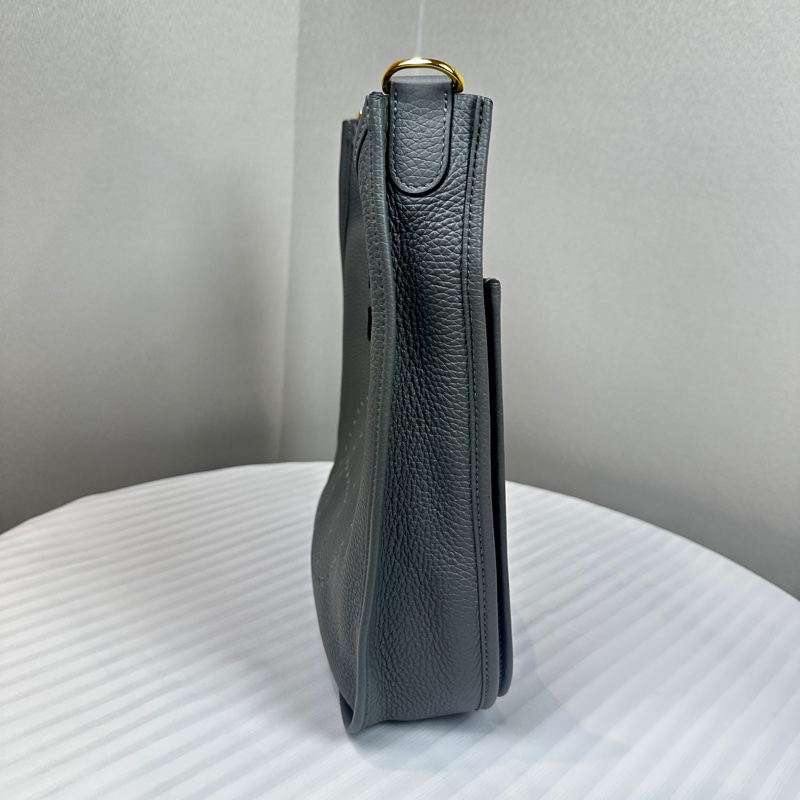 愛馬仕/Hermes Evelyne 金扣雲灰色單肩斜背包 Clemence 皮革29x8x30cm-3