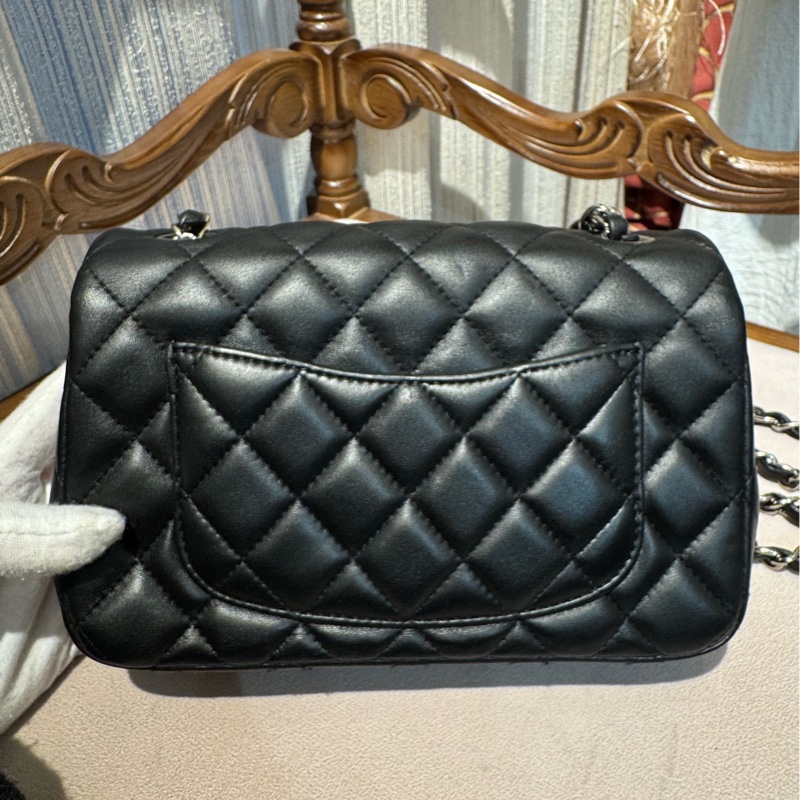 Chanel 香奈儿黑银大mini 链条包 30开-1