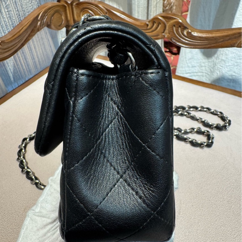 Chanel 香奈儿黑银大mini 链条包 30开-2