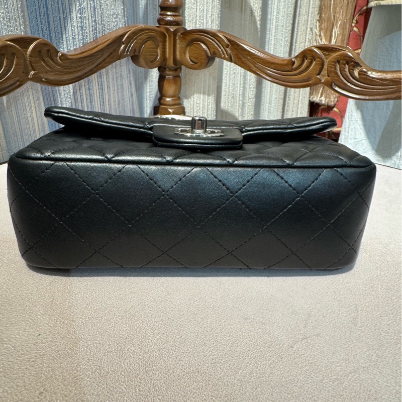 Chanel 香奈儿黑银大mini 链条包 30开-5