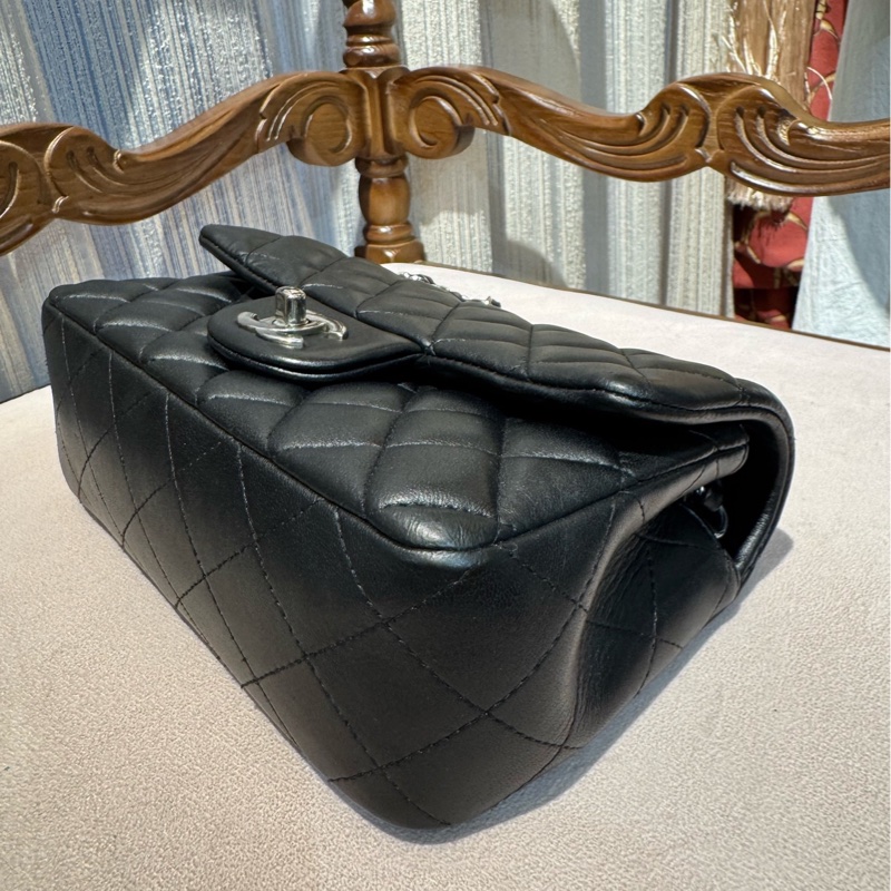 Chanel 香奈儿黑银大mini 链条包 30开-6