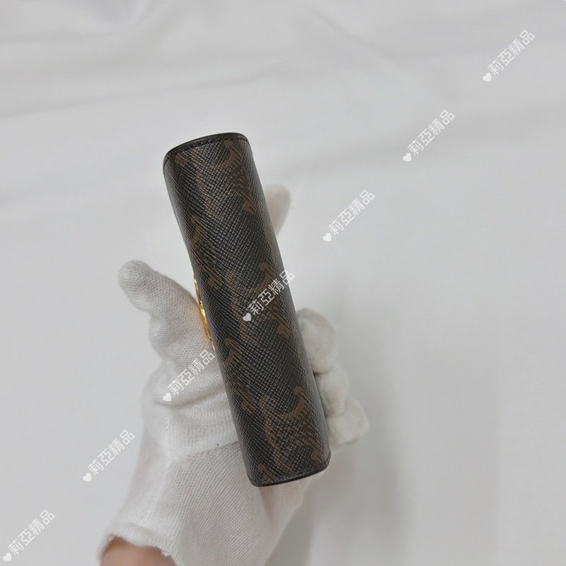 莉亞精品♡ Celine 凱旋門老花三折短夾 二手美夾-5