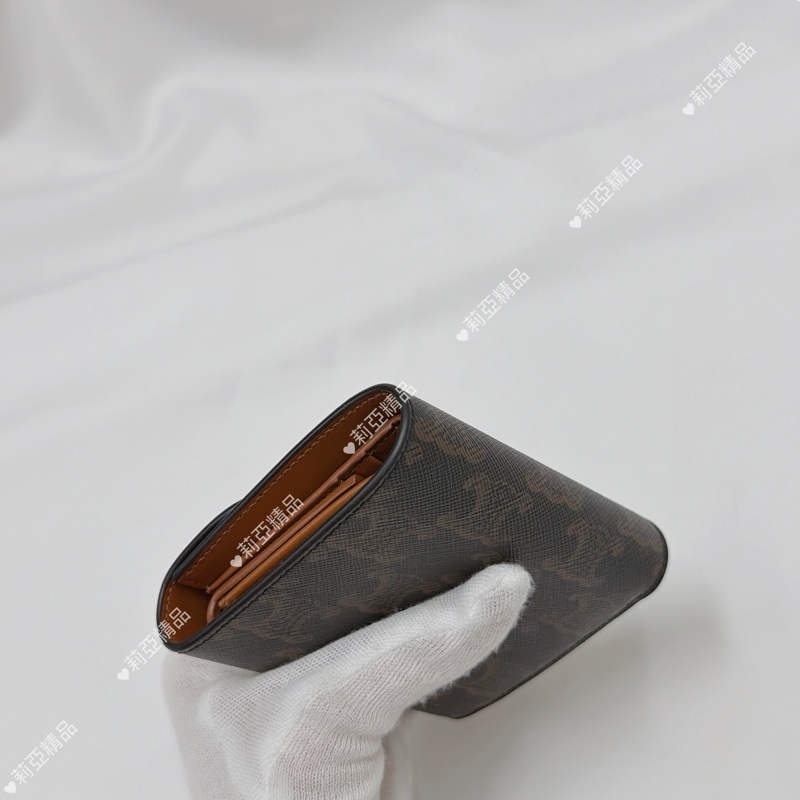 莉亞精品♡ Celine 凱旋門老花三折短夾 二手美夾-7