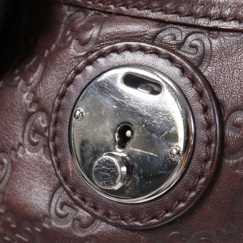 GUCCI 牛皮皮革Shoulder Bag銀扣肩背袋-8